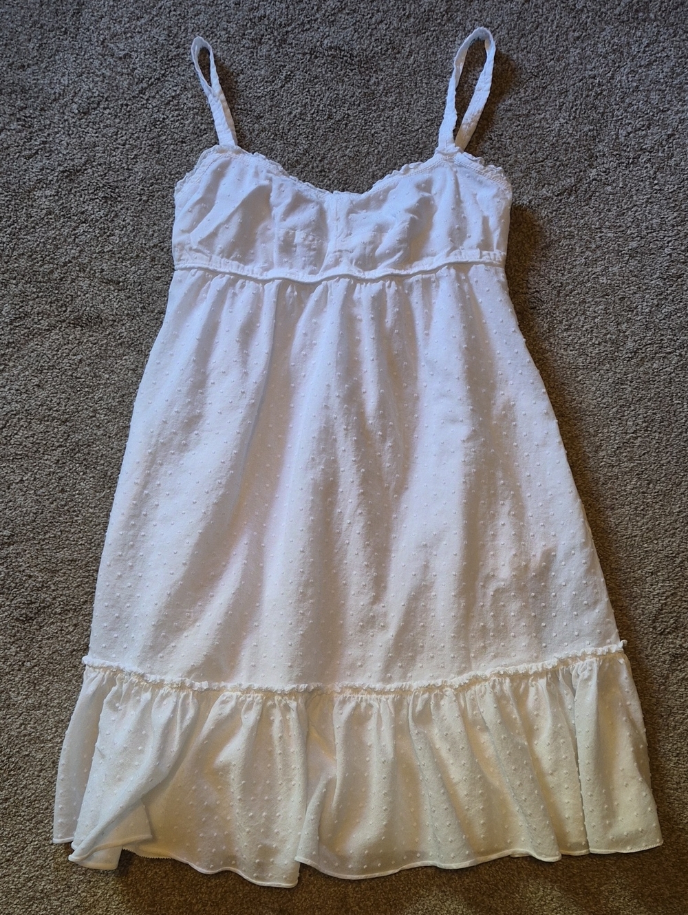 J. Crew White Cotton Dress with Swiss Dot Texture